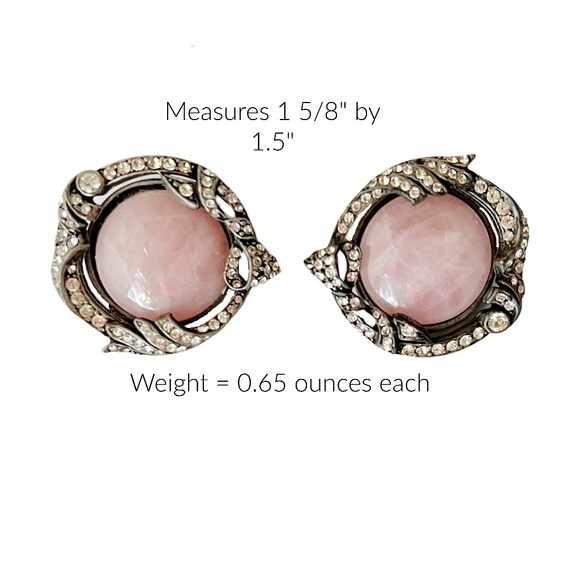 Rose Quartz Antique & Bling Clip On Earrings - Picture 4 of 5